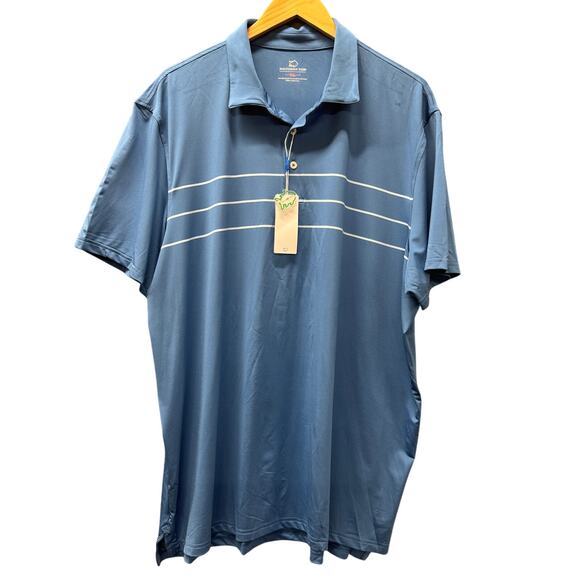 Southern Tide Polo Shirt Mens XXL Blue Stripe Driver Bay Coastal Golf Preppy NEW - Picture 1 of 10